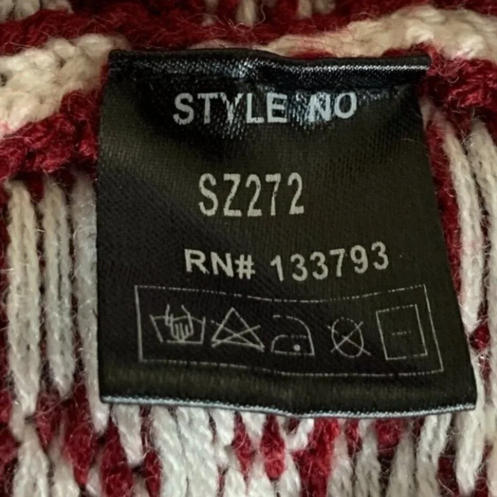 POL Maroon/Burgundy Red Reindeer Snowflake Fair Isle Sweater Sz L #216H - Picture 9 of 10